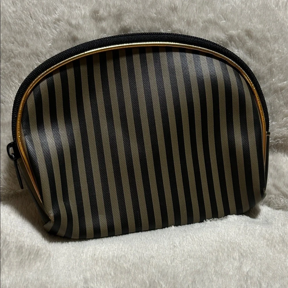 Striped Black and Tan makeup Pouch